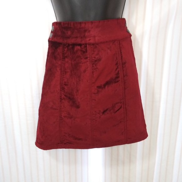 Free People Dresses & Skirts - FREE PEOPLE Deep Red Velvet Corduroy Mini Skirt
